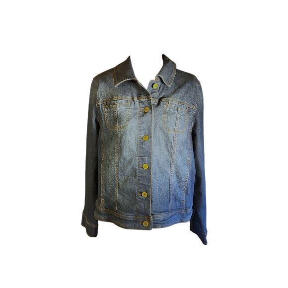 Isaac Mizrah Live Jackets & Blazers - Isaac Mizrah Live Jacket Womens 14 Blue Jean Denim Button